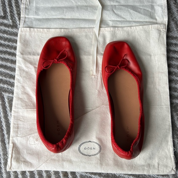 DÔEN Fifi flats, brand new size 6.5, Red Nappa - Picture 5 of 6